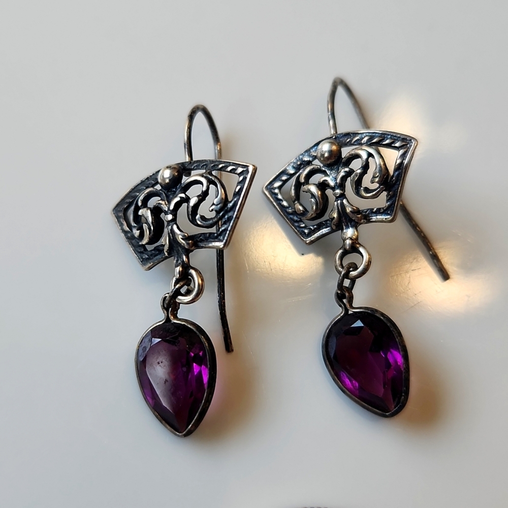 Vintage Amethyst Sterling Earrings